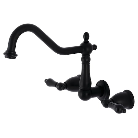 Kingston Brass KS1280PKL Duchess Wall Mount Kitchen Faucet, Matte Black KS1280PKL